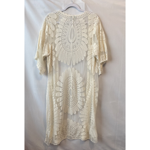 Rebellion Again Womans M‎ Boho Beach Lace Kimono Duster Cardigan Duster Cover Up - Picture 2 of 9